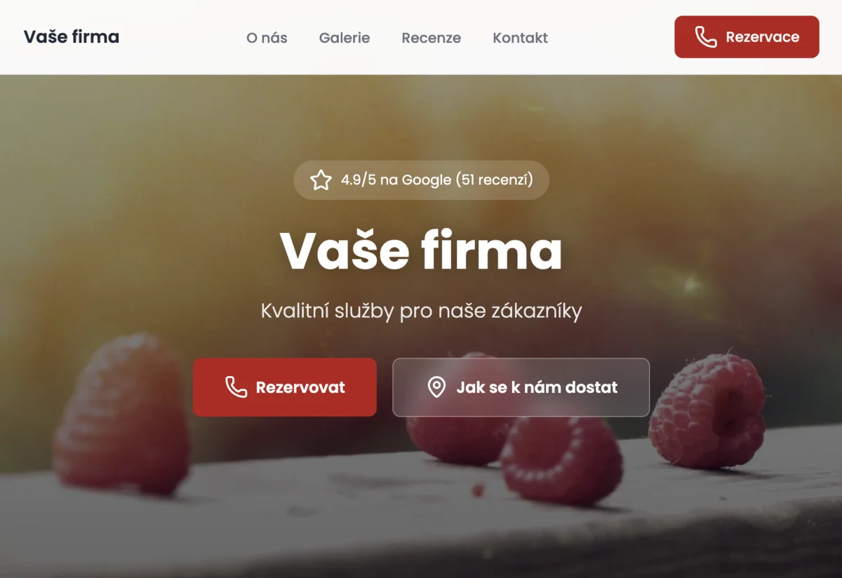 Ukázka profesionálního webu od Snáz.cz pro malé podnikatele