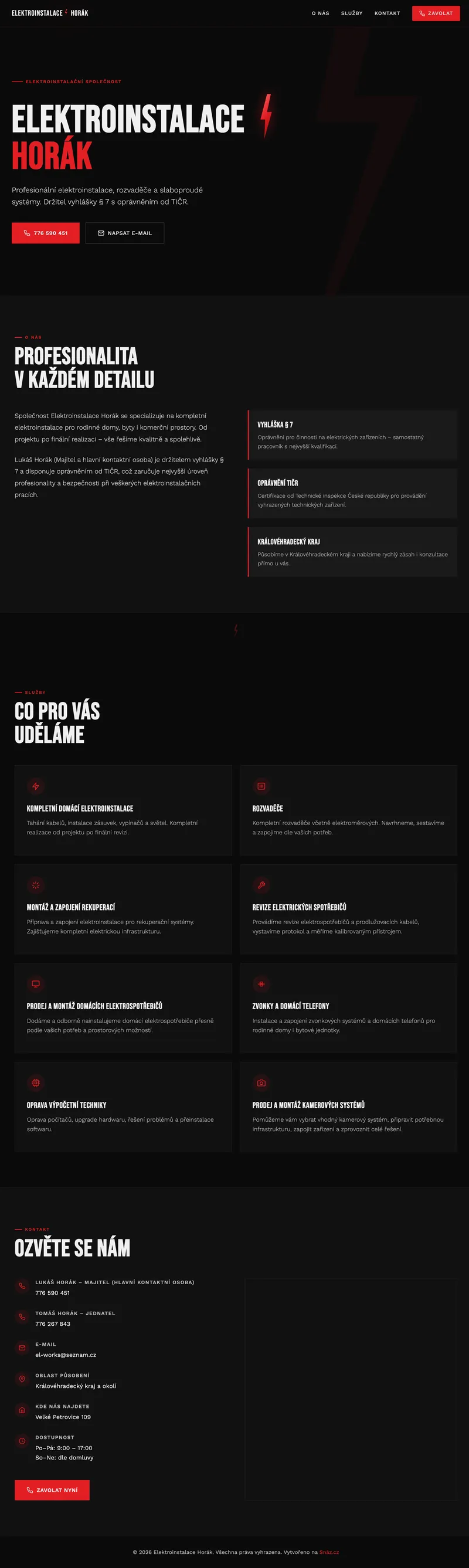 Web Elektroinstalace Horák (elektroinstalace-horak.cz)