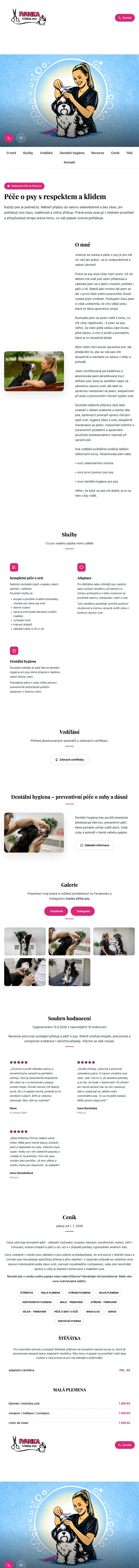 Web Ivanka stříhá psy (ivankastrihapsy.cz)