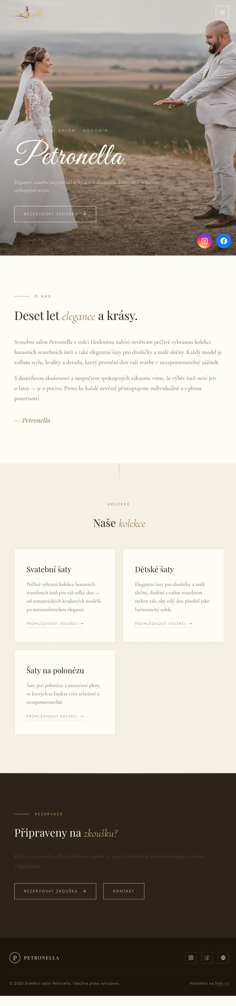 Web Svatební salon Petronella (satypetronella.cz)