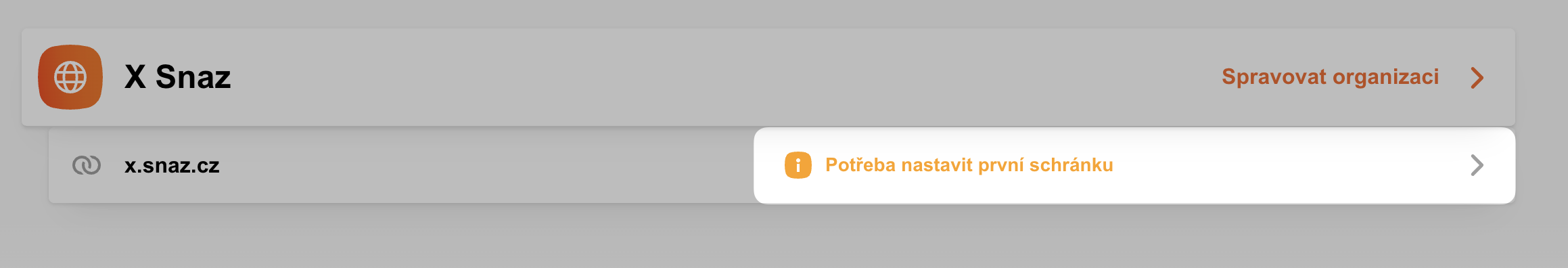 Klikněte pro vytvoření první schránky