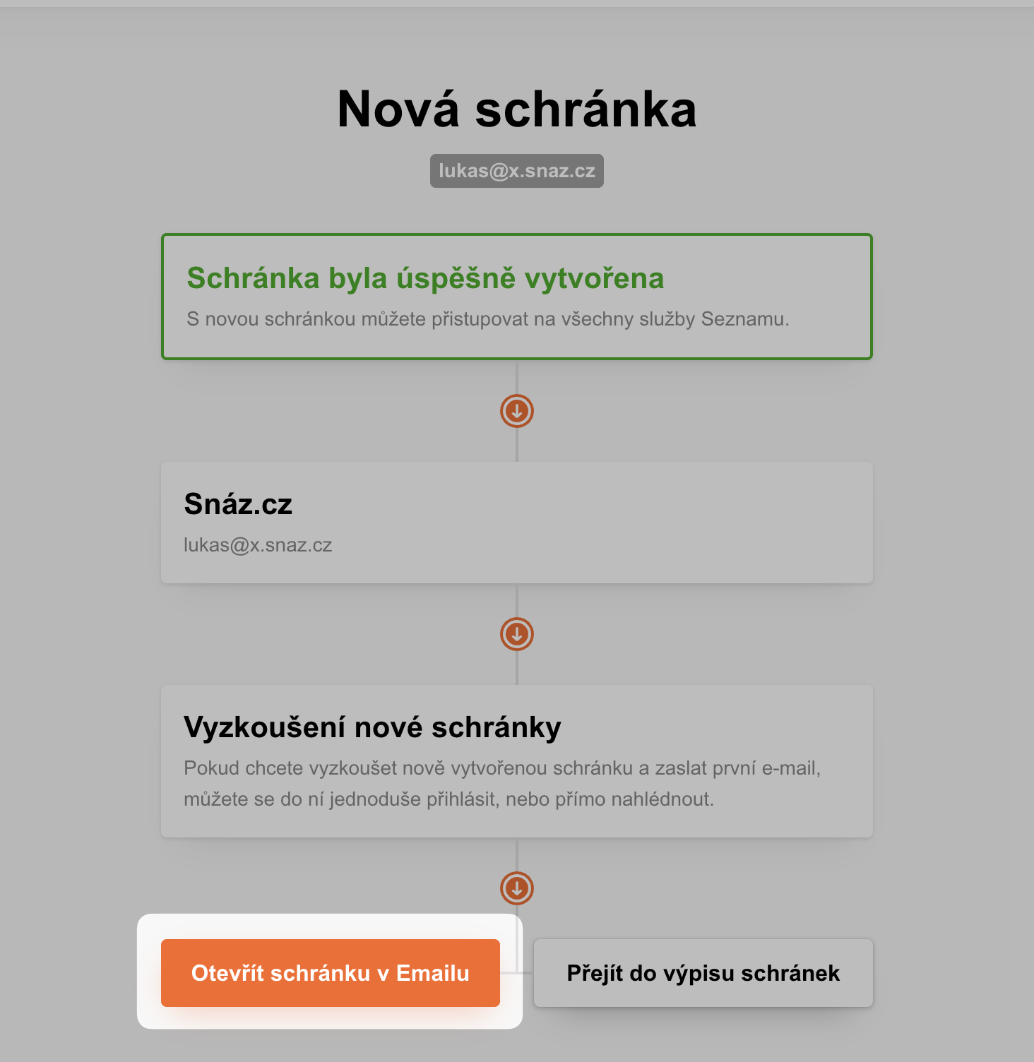 Vaše schránka je připravena!