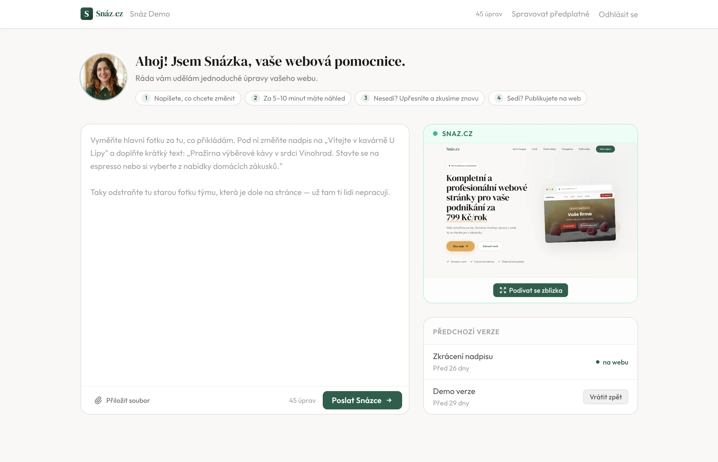 Popíšete, co chcete změnit